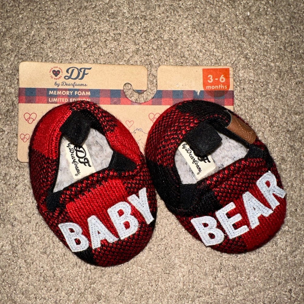 Dearfoams Red and Black Baby Booties